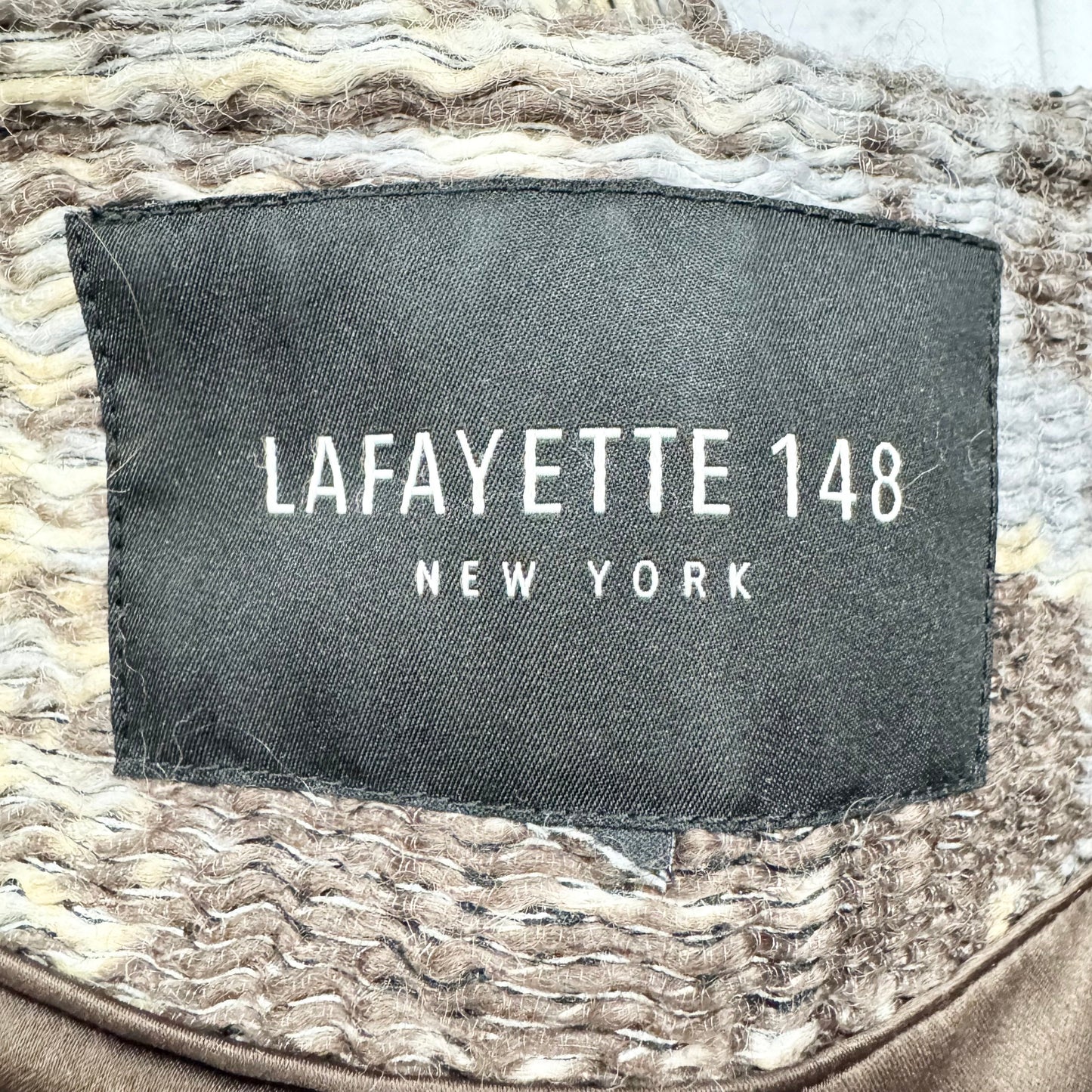 Blazer Designer By Lafayette 148 In Brown & Cream, Size: Xl