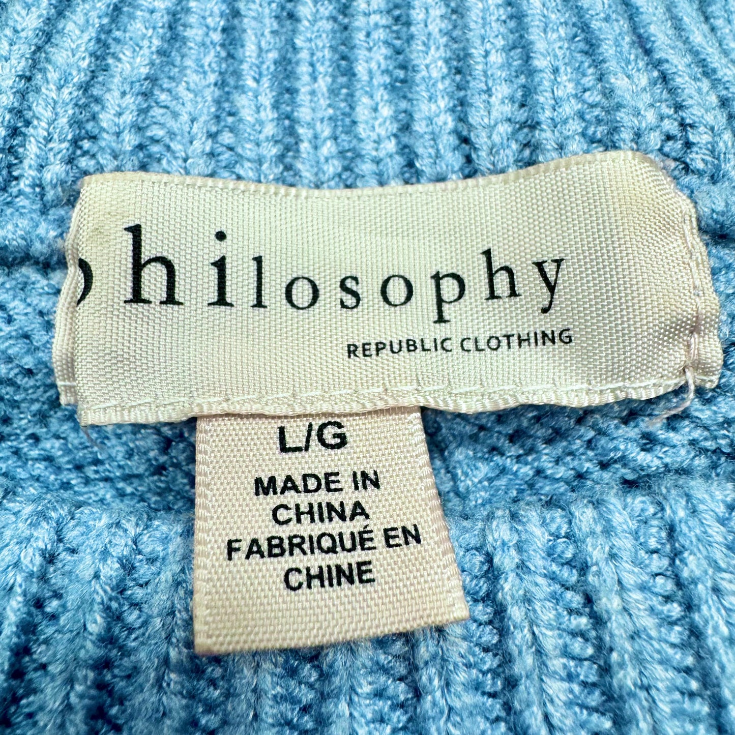 Sweater By Philosophy In Blue, Size: L