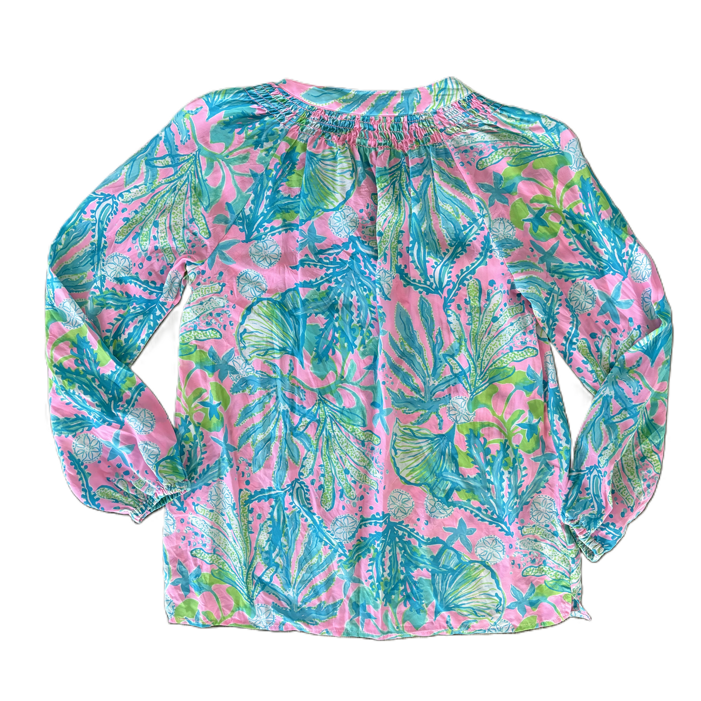 Top Long Sleeve Designer By Lilly Pulitzer In Blue & Pink, Size: Xs