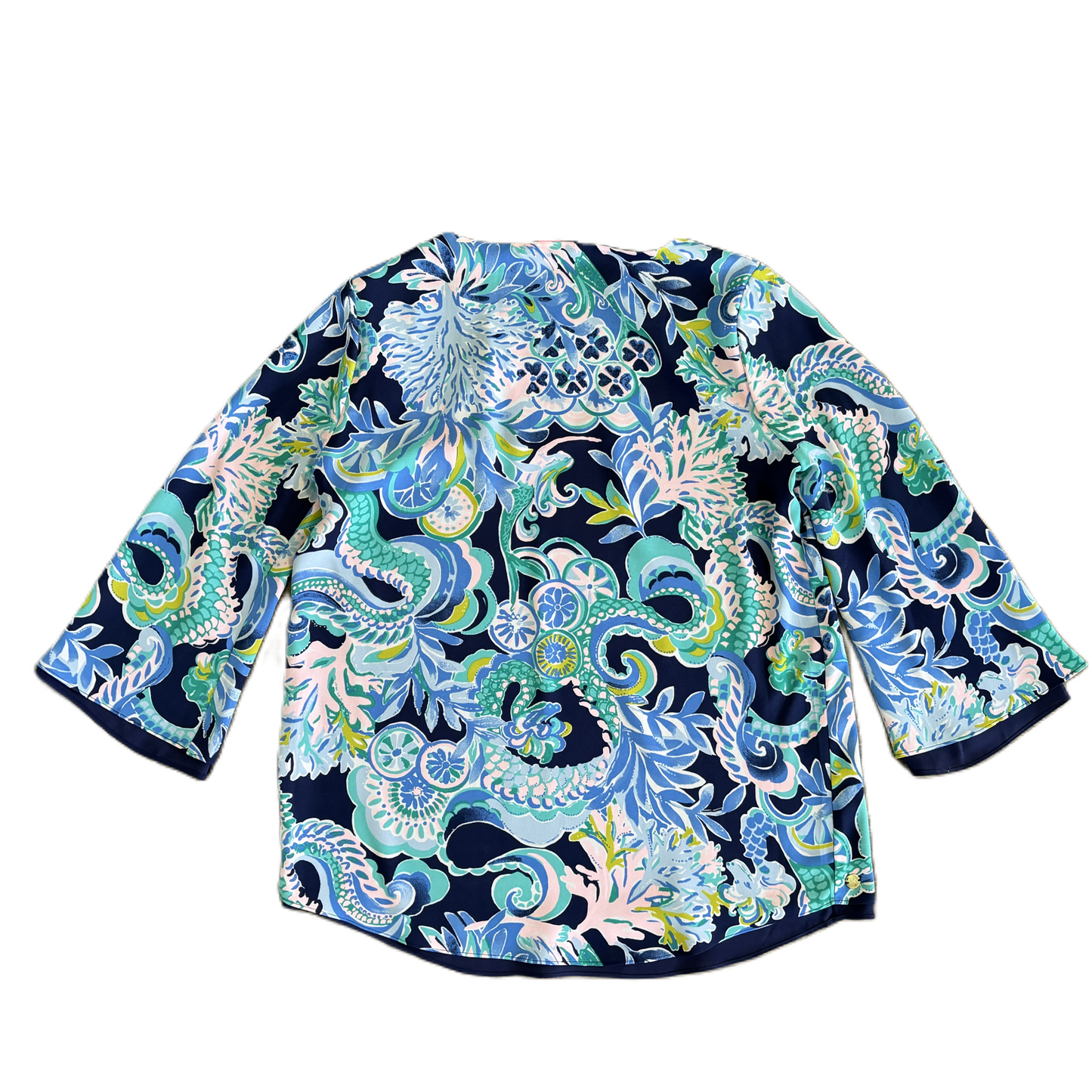 Top Long Sleeve Designer By Lilly Pulitzer In Blue & Green, Size: Xs