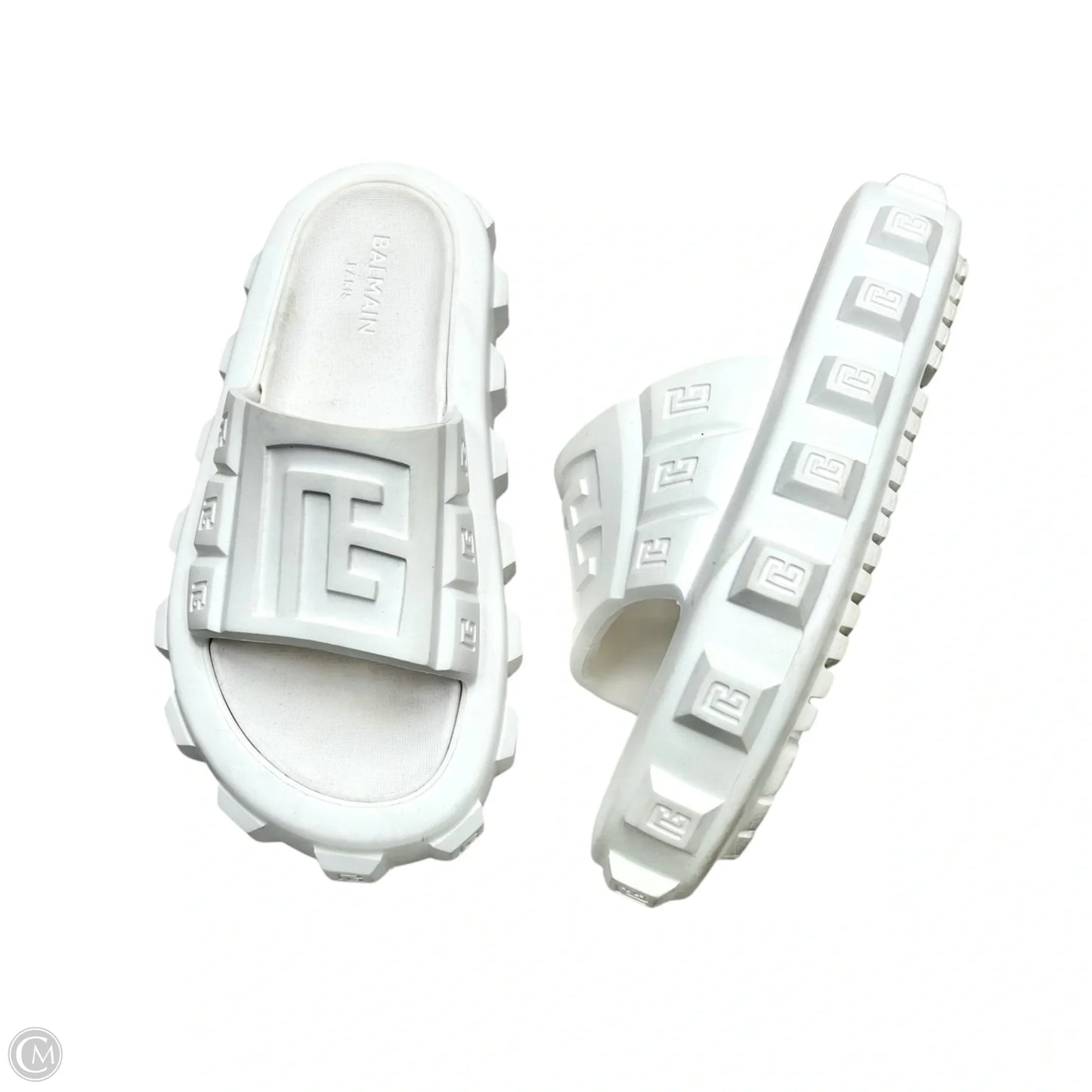 Sandals Luxury Designer By Balmain In White, Size: 6