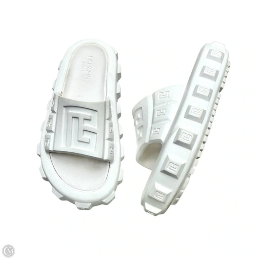Sandals Luxury Designer By Balmain In White, Size: 6