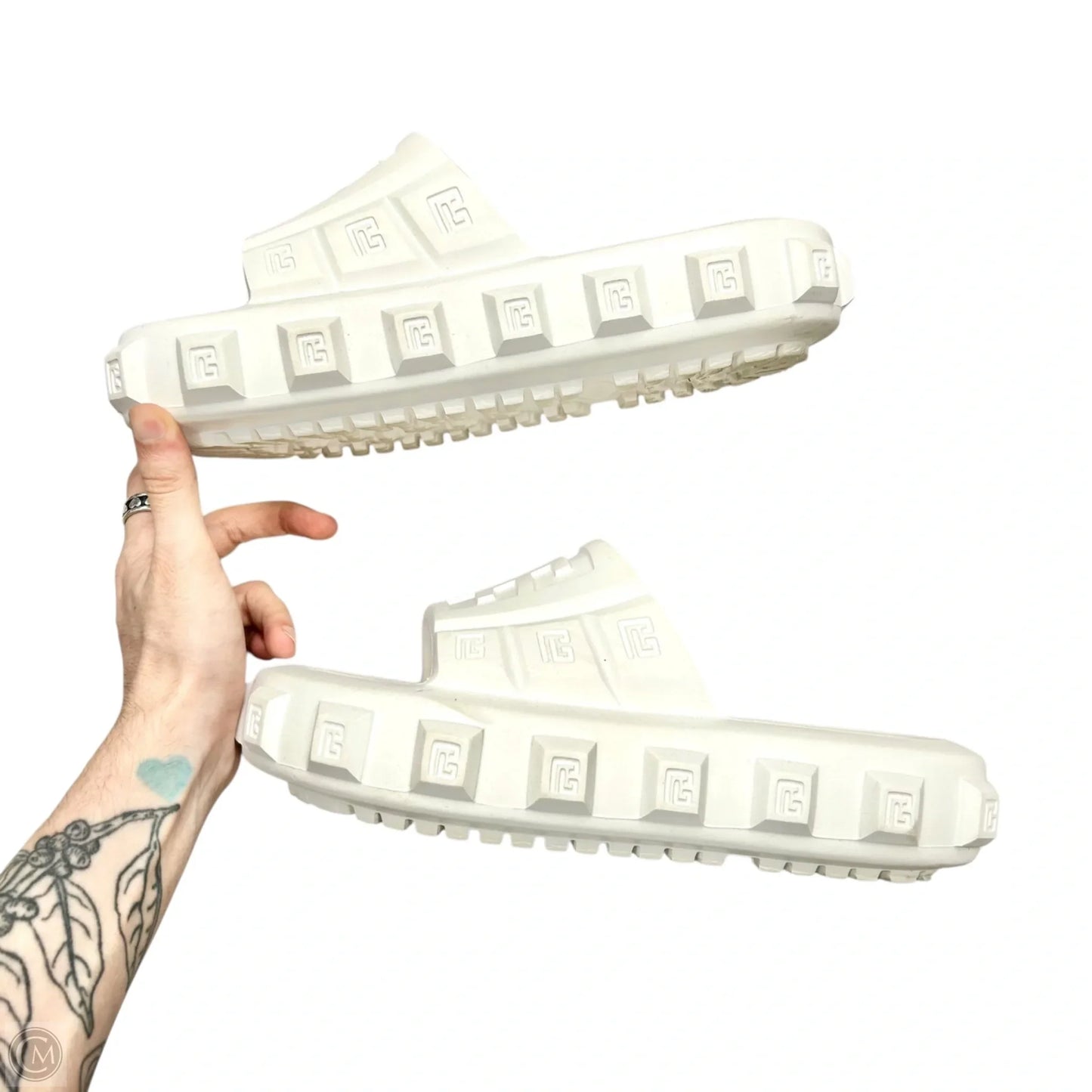 Sandals Luxury Designer By Balmain In White, Size: 6