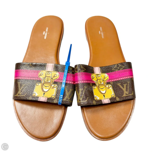 Sandals Luxury Designer By Louis Vuitton In Brown & Pink, Size: 10.5