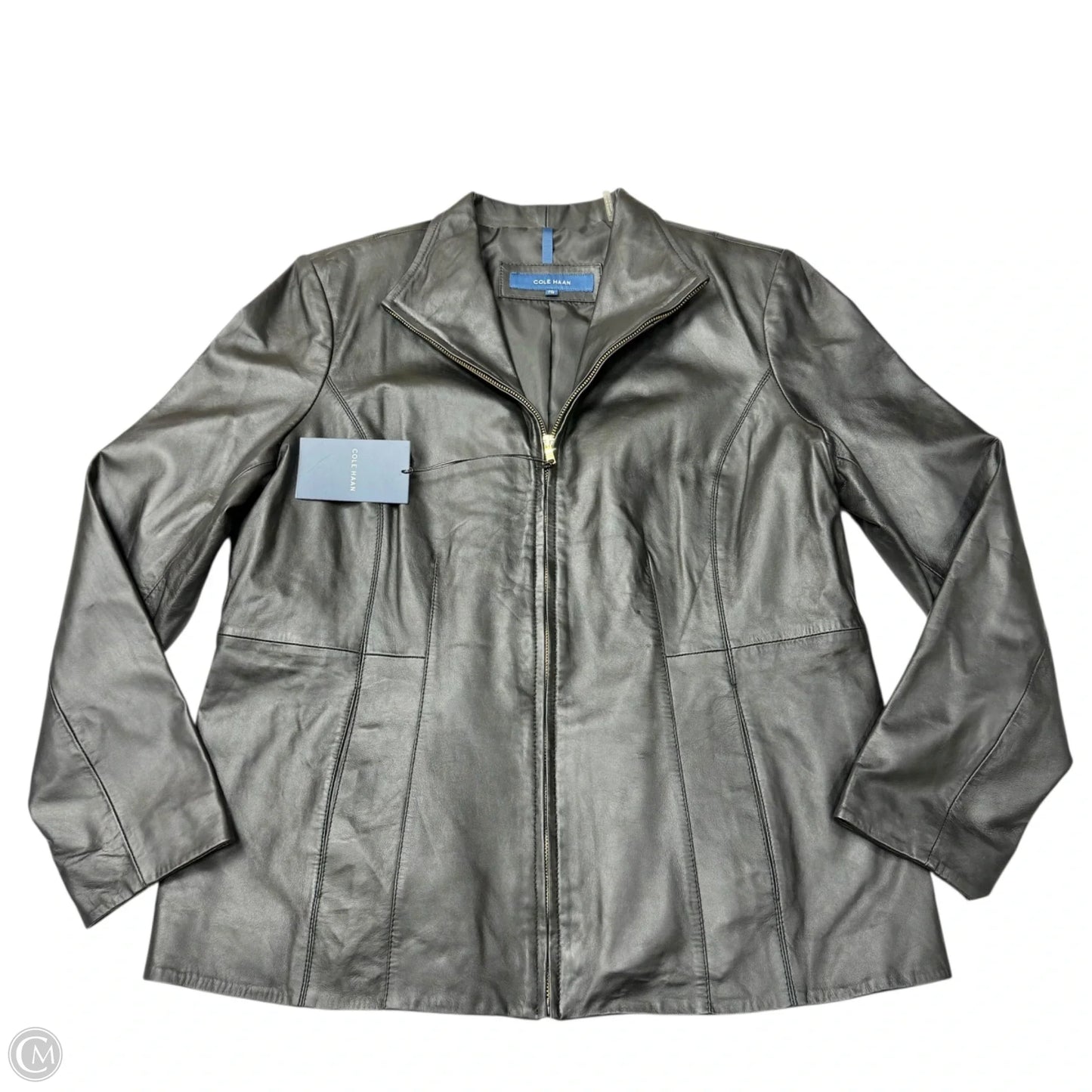 Jacket Moto Leather By Cole-haan In Black, Size: 2x