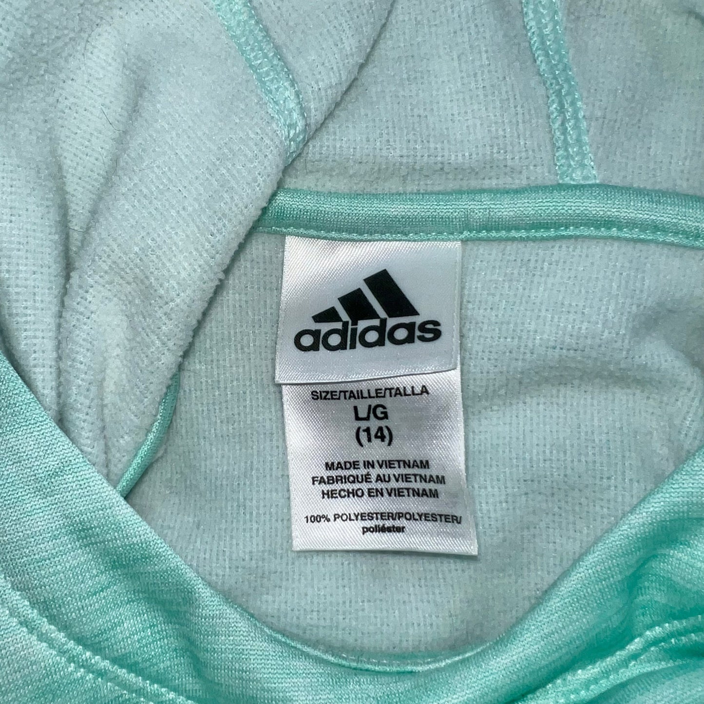 Green Athletic Top Long Sleeve Hoodie By Adidas, Size: L