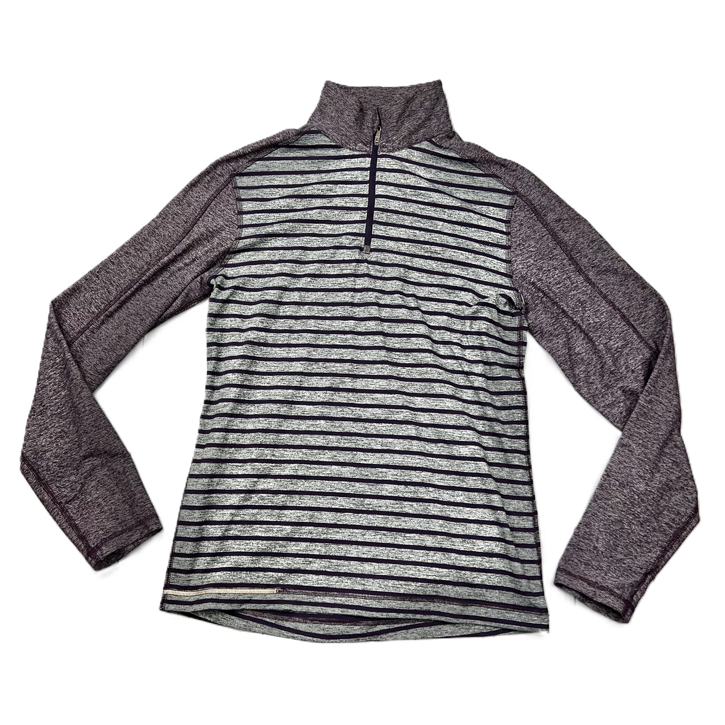 Striped Pattern Athletic Top Long Sleeve Collar By Lululemon, Size: M
