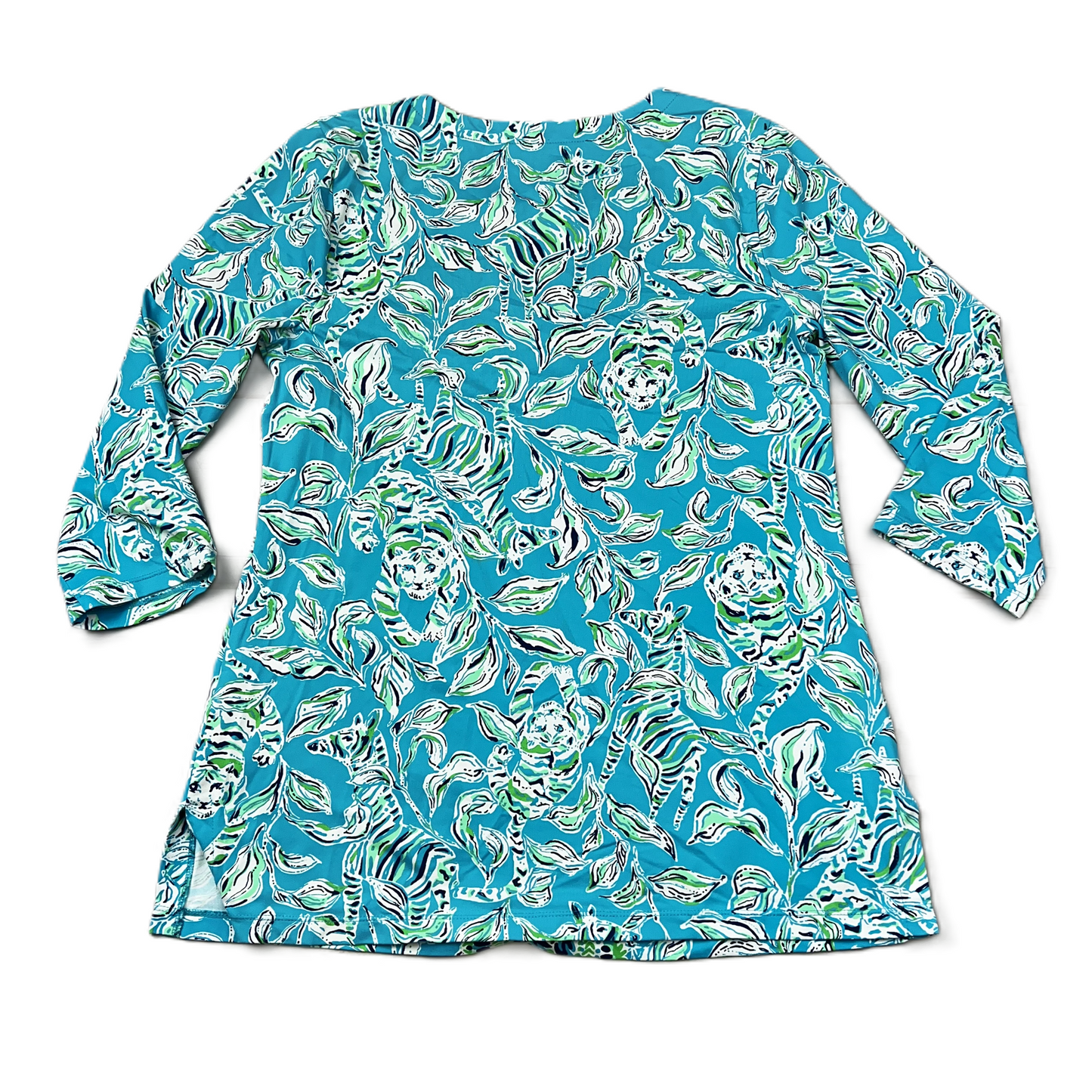 Top 3/4 Sleeve Designer By Lilly Pulitzer In Blue & Green, Size: S