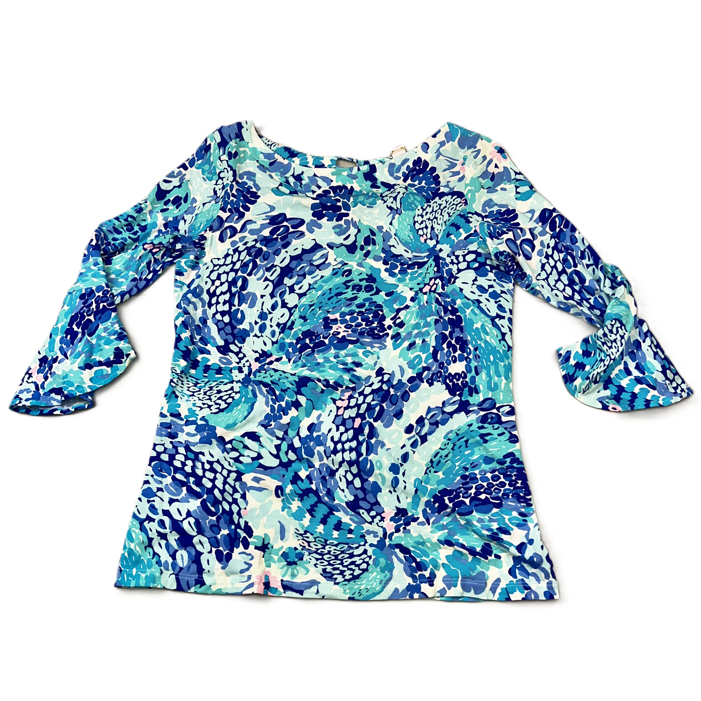 Top 3/4 Sleeve Designer By Lilly Pulitzer In Blue & Pink, Size: S