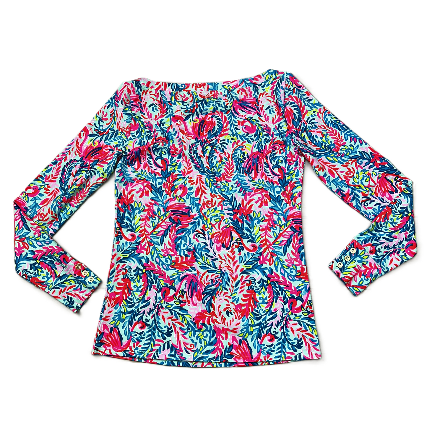 Top Long Sleeve Designer By Lilly Pulitzer In Blue & Pink, Size: S