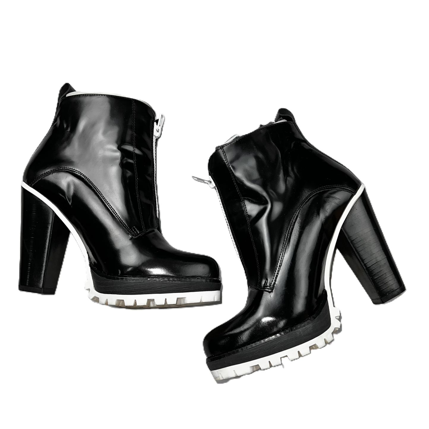 Boots Ankle Heels By Aldo In Black & White, Size: 7