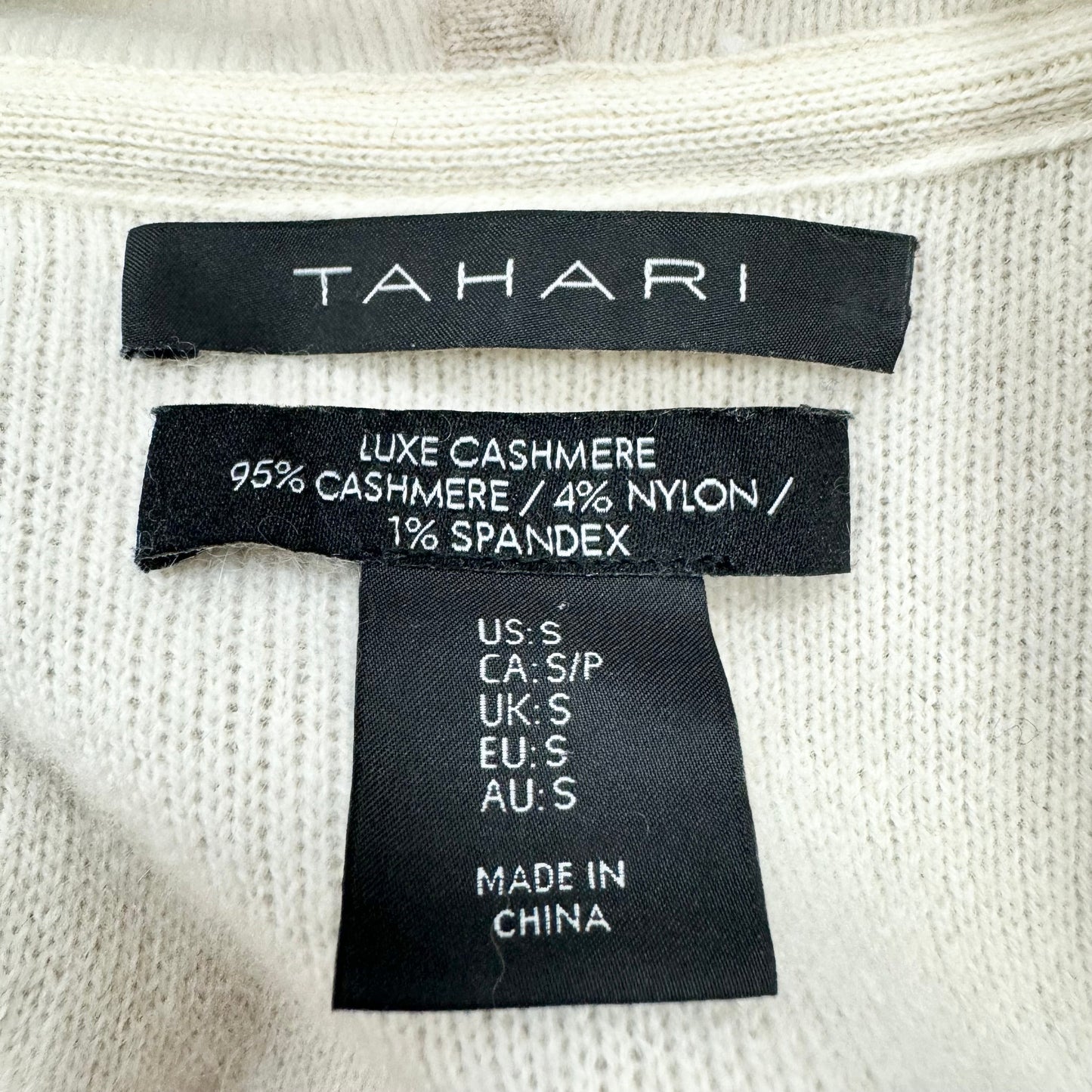 Sweater Cardigan Cashmere By Tahari By Arthur Levine In Tan, Size: S