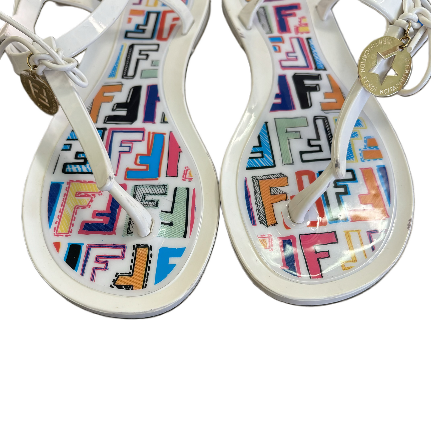 Sandals Luxury Designer By Fendi In White, Size: 6