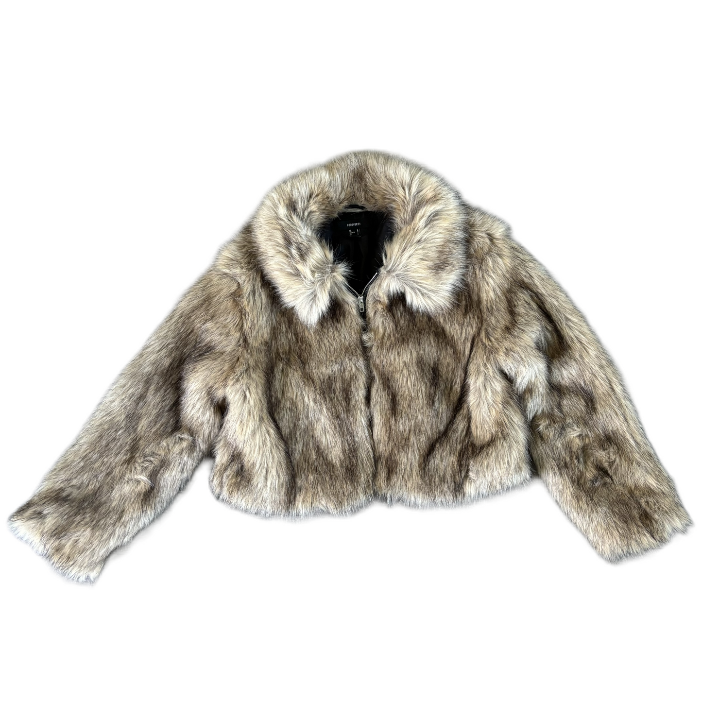 Jacket Faux Fur & Sherpa By Forever 21 In Brown, Size: L