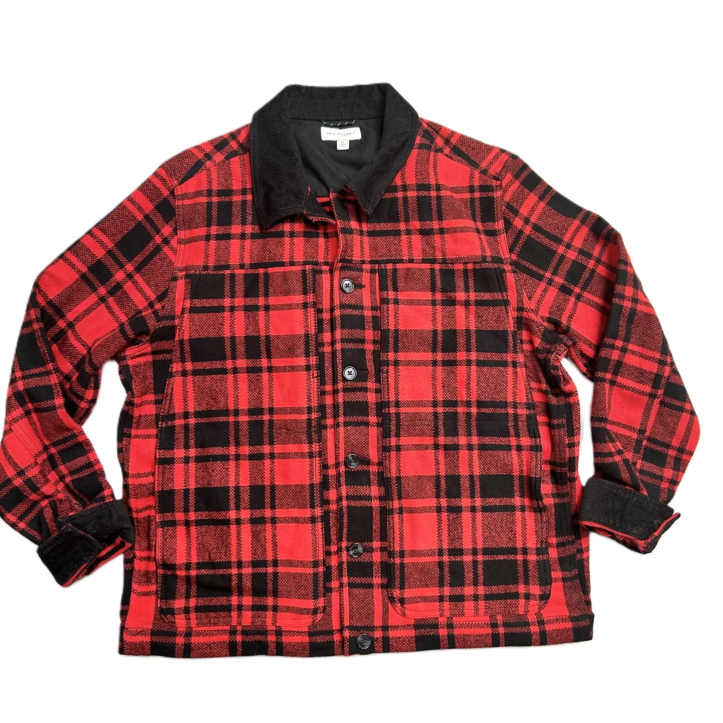 Jacket Shirt By Free Assembly In Plaid Pattern, Size: Xl