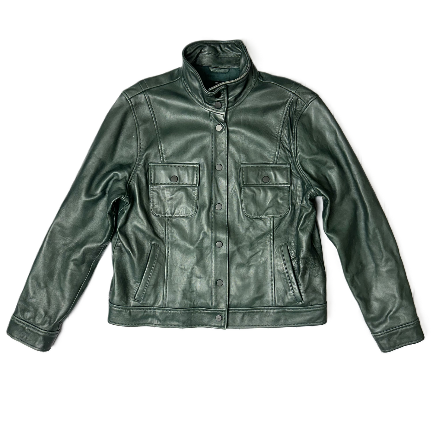 Jacket Leather By Lucky Brand In Green, Size: Xl