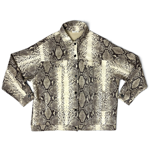 Jacket Shirt By Main Strip In Snakeskin Print, Size: M