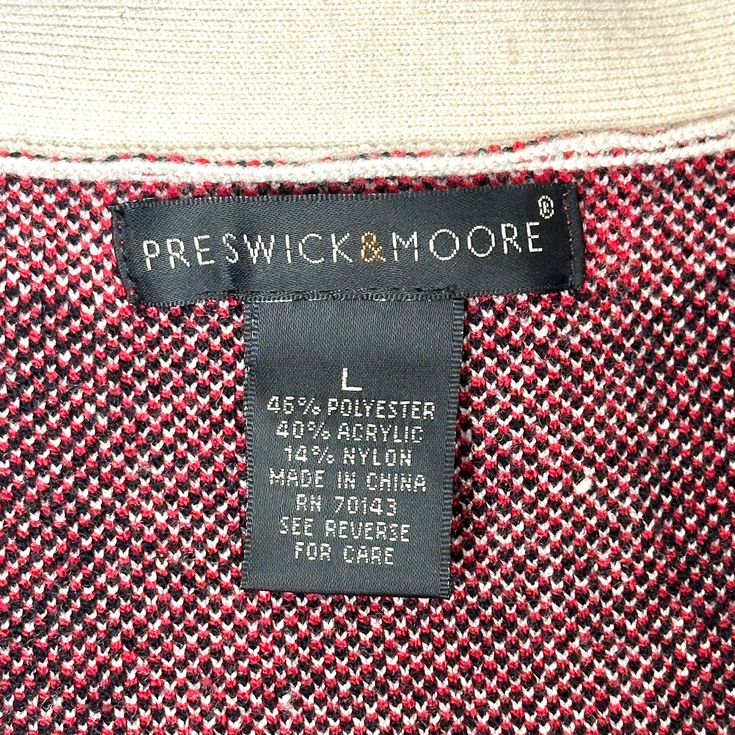 Sweater Cardigan By Preswick & Moore In Checkered Pattern, Size: L