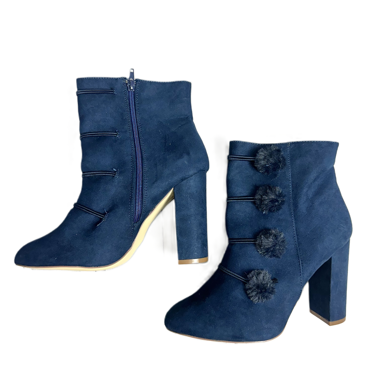 Boots Ankle Heels By Justfab In Navy, Size: 12