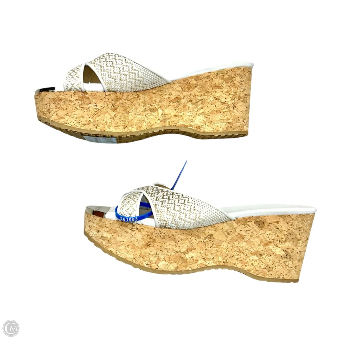 Sandals Luxury Designer By Jimmy Choo In White, Size: 6.5