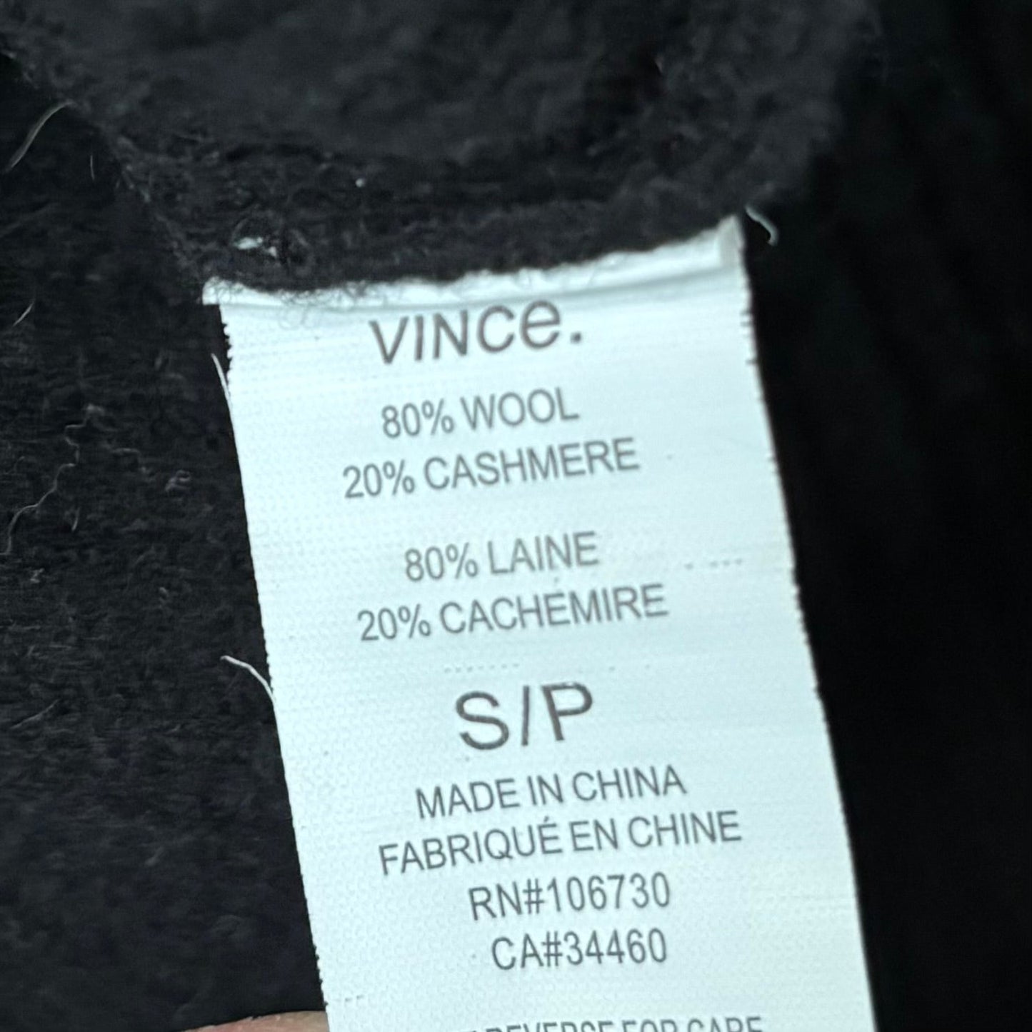 Sweater Short Sleeve By Vince In Black, Size: S