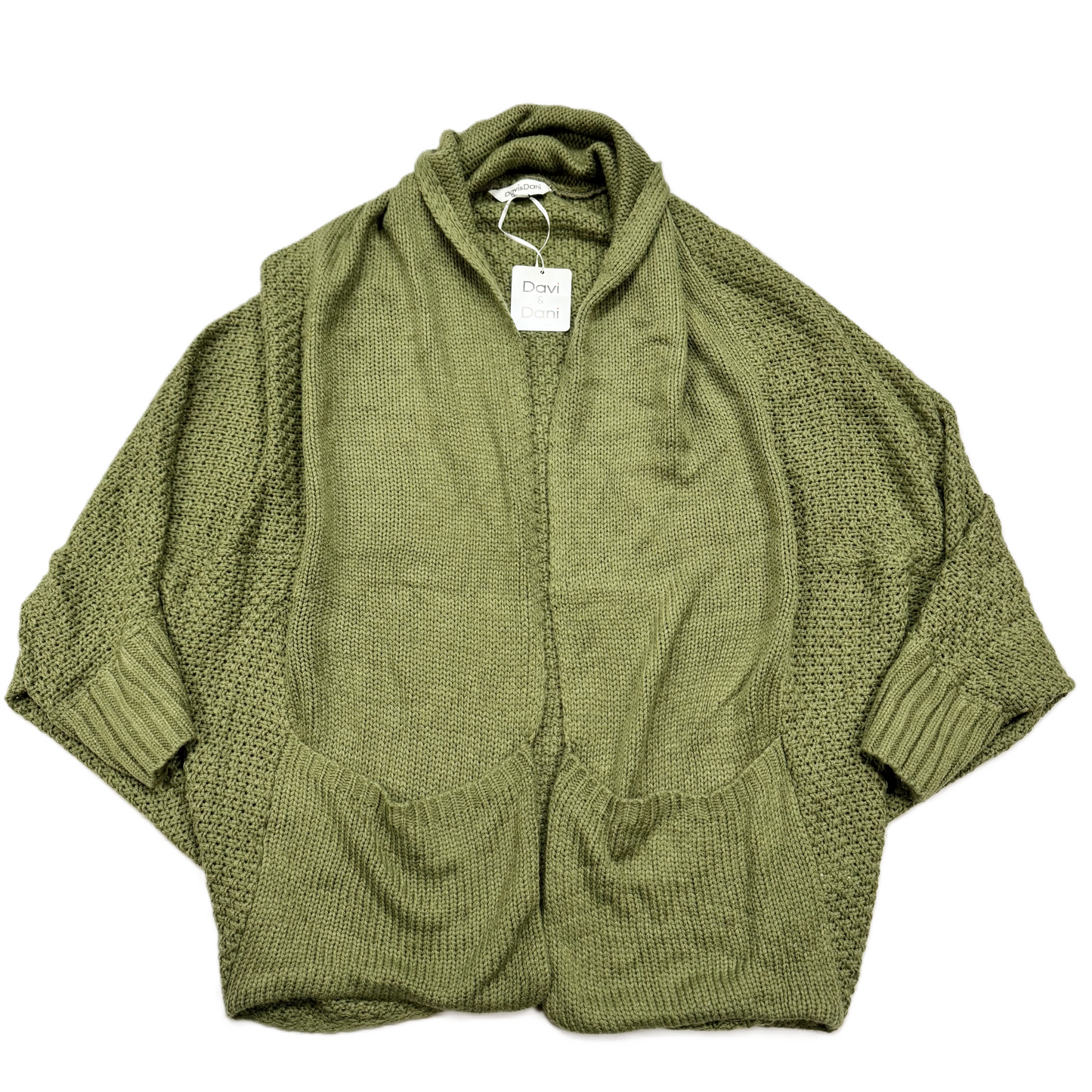 Sweater Cardigan By Davi & Dani In Green, Size: 1x