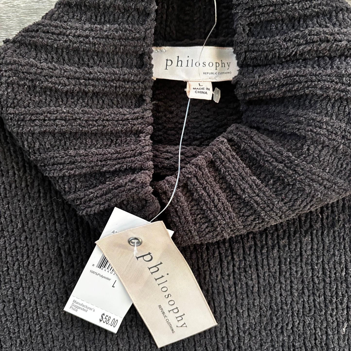 Sweater By Philosophy In Black, Size: L