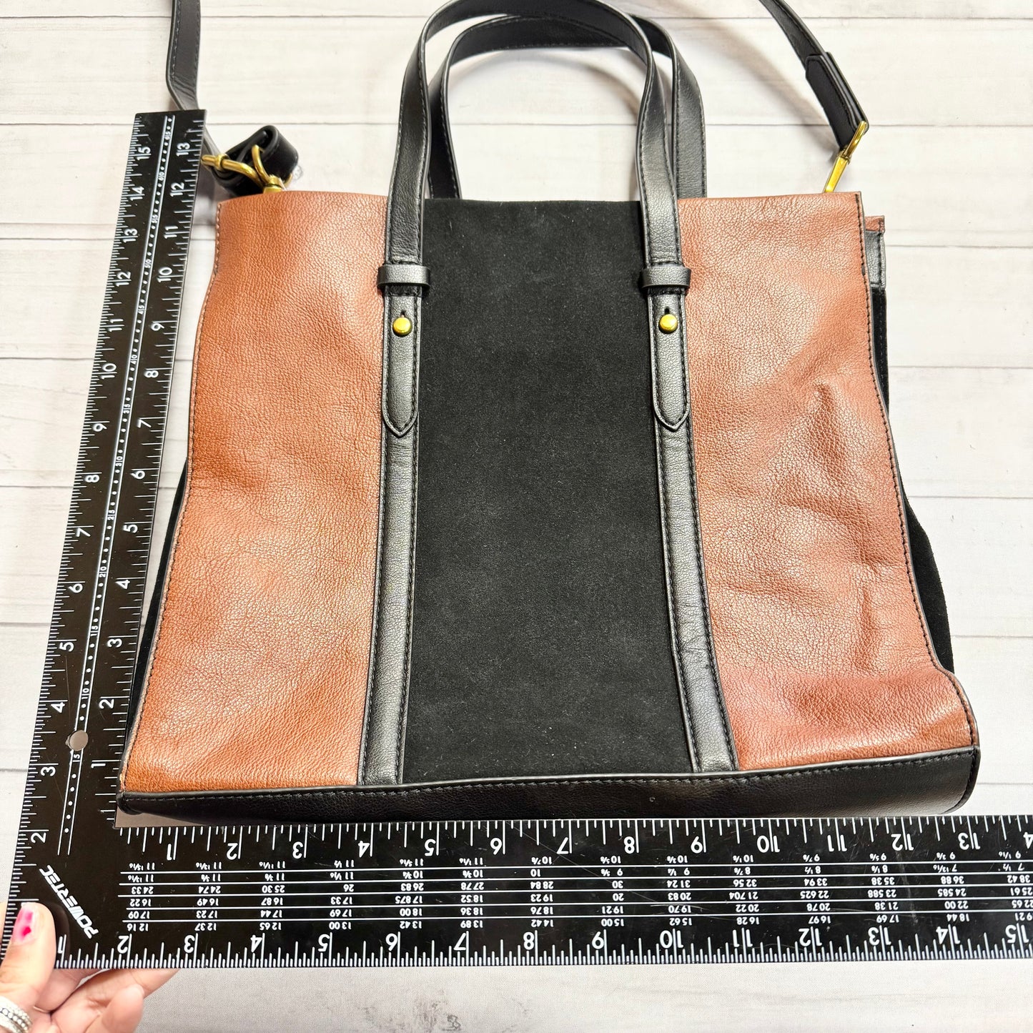 Tote Leather By Fossil, Size: Medium