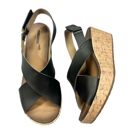 Sandals Heels Wedge By Clarks In Black, Size: 10