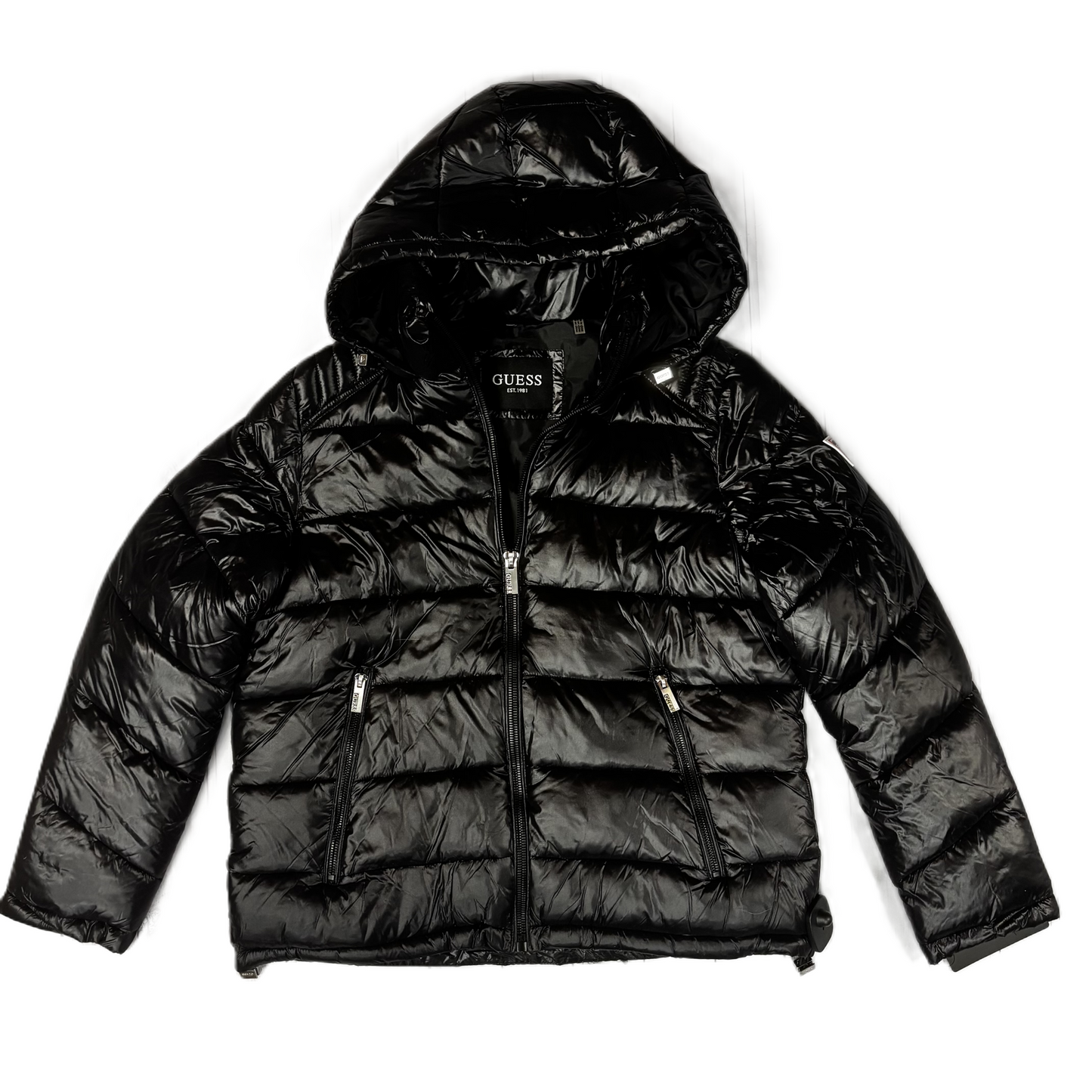 Coat Puffer & Quilted By Guess In Black, Size: M