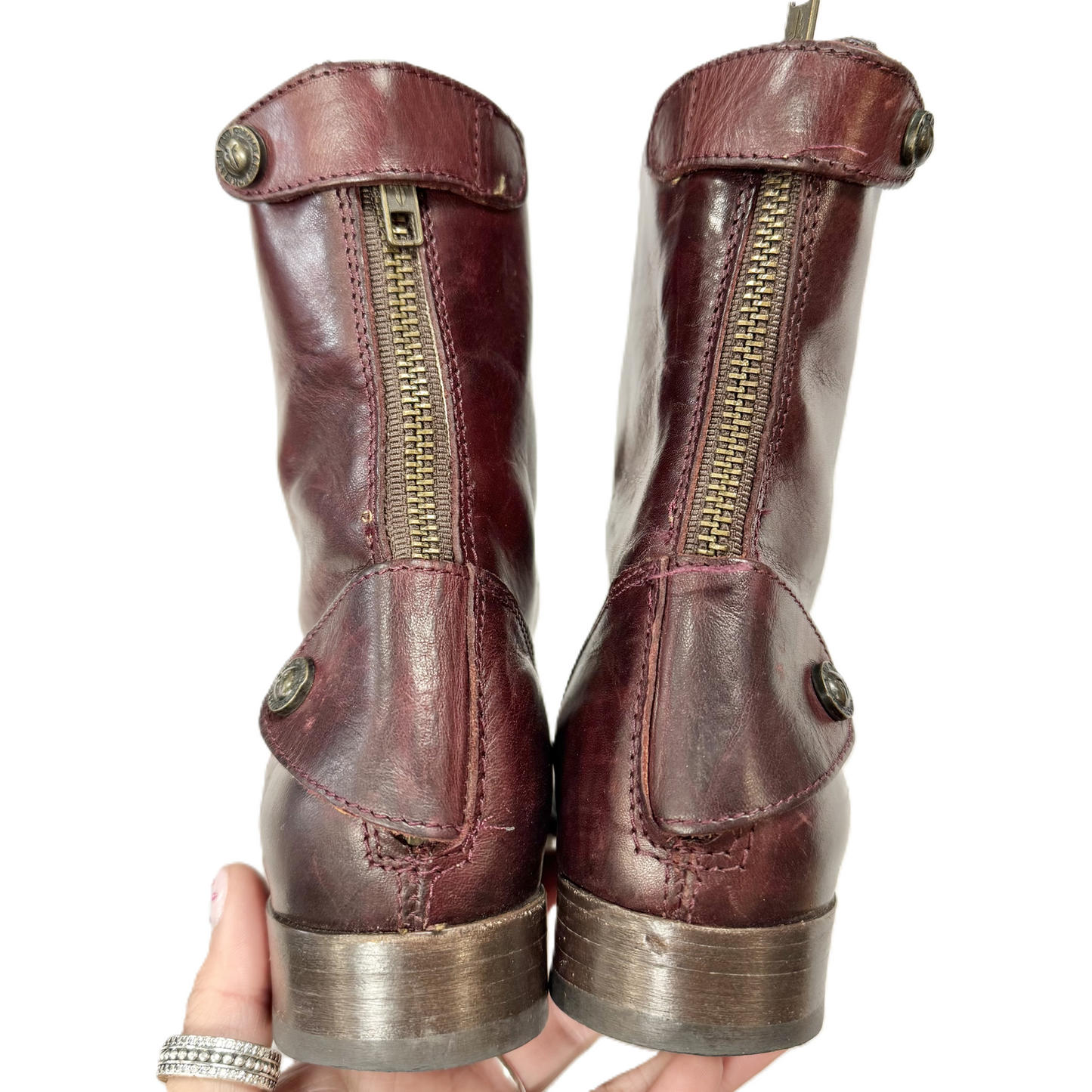 Boots Designer By Frye In Maroon, Size: 7