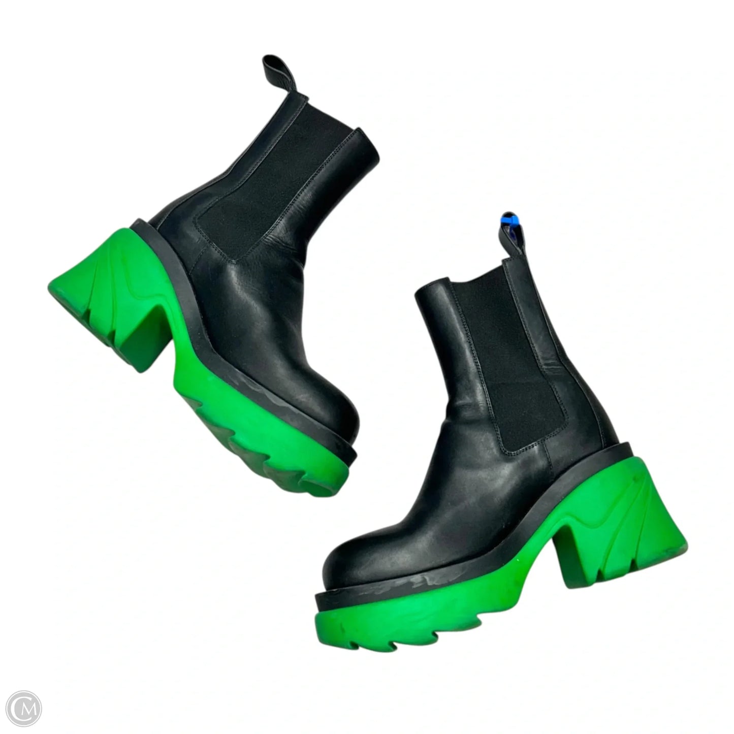 Boots Luxury Designer By Bottega Veneta In Black & Green, Size: 7
