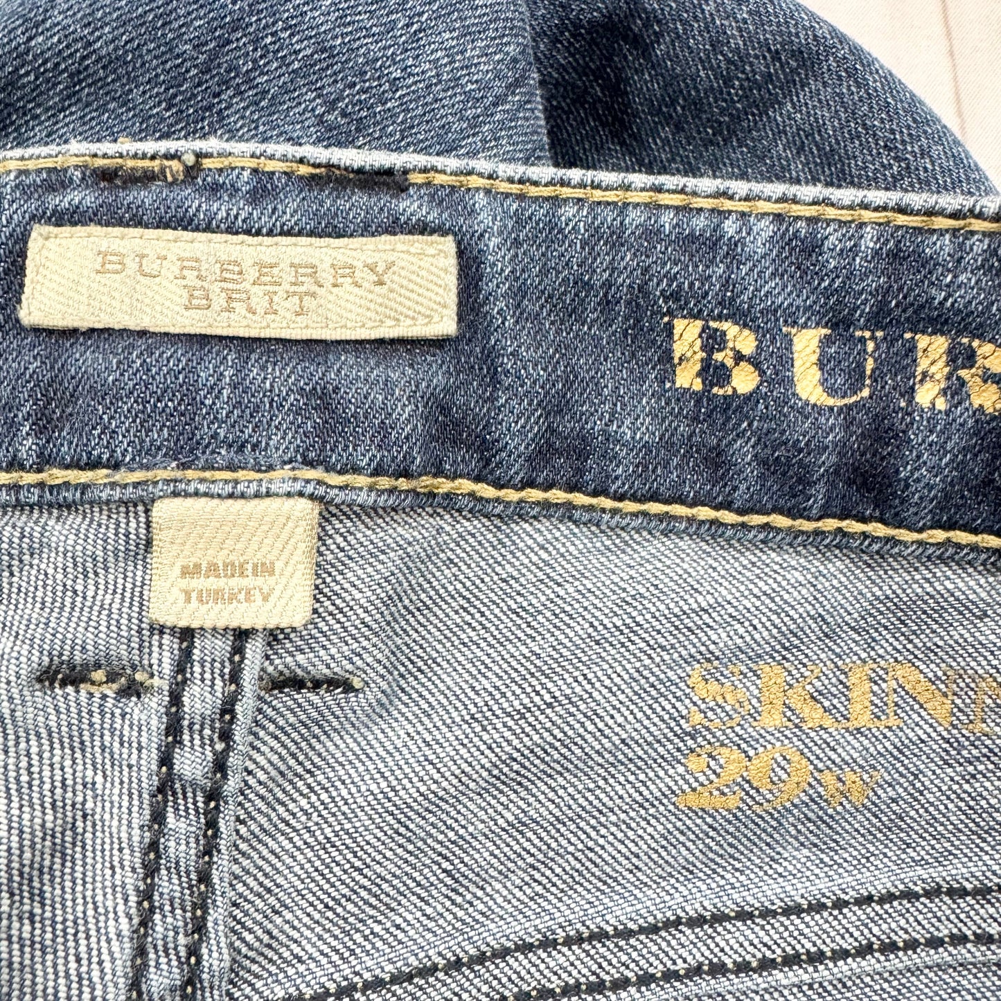 Jeans Luxury Designer By Burberry Brit In Blue Denim, Size: 8