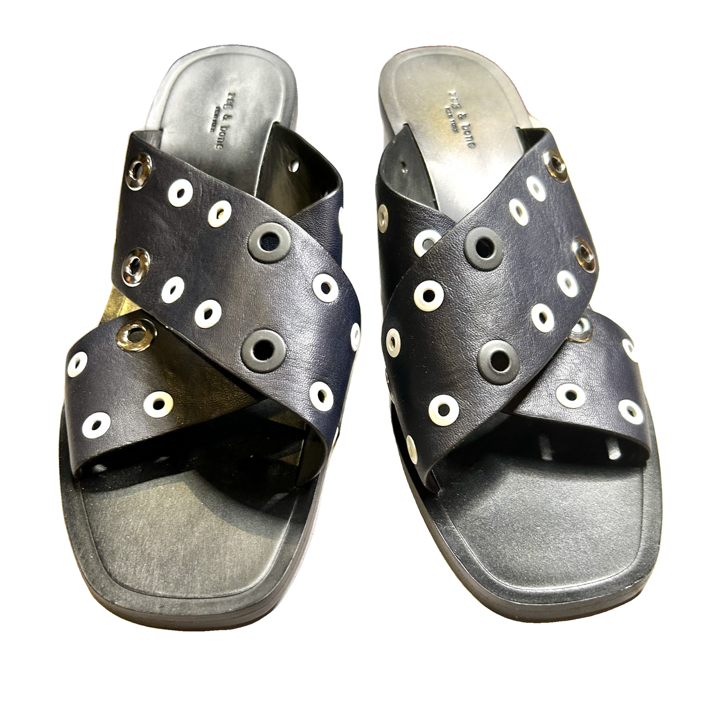 Sandals Heels Block By Rag And Bone In Navy, Size: 8.5