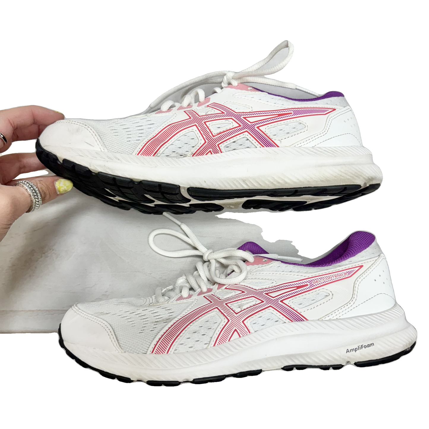 Shoes Athletic By Asics In Pink & White, Size: 8.5