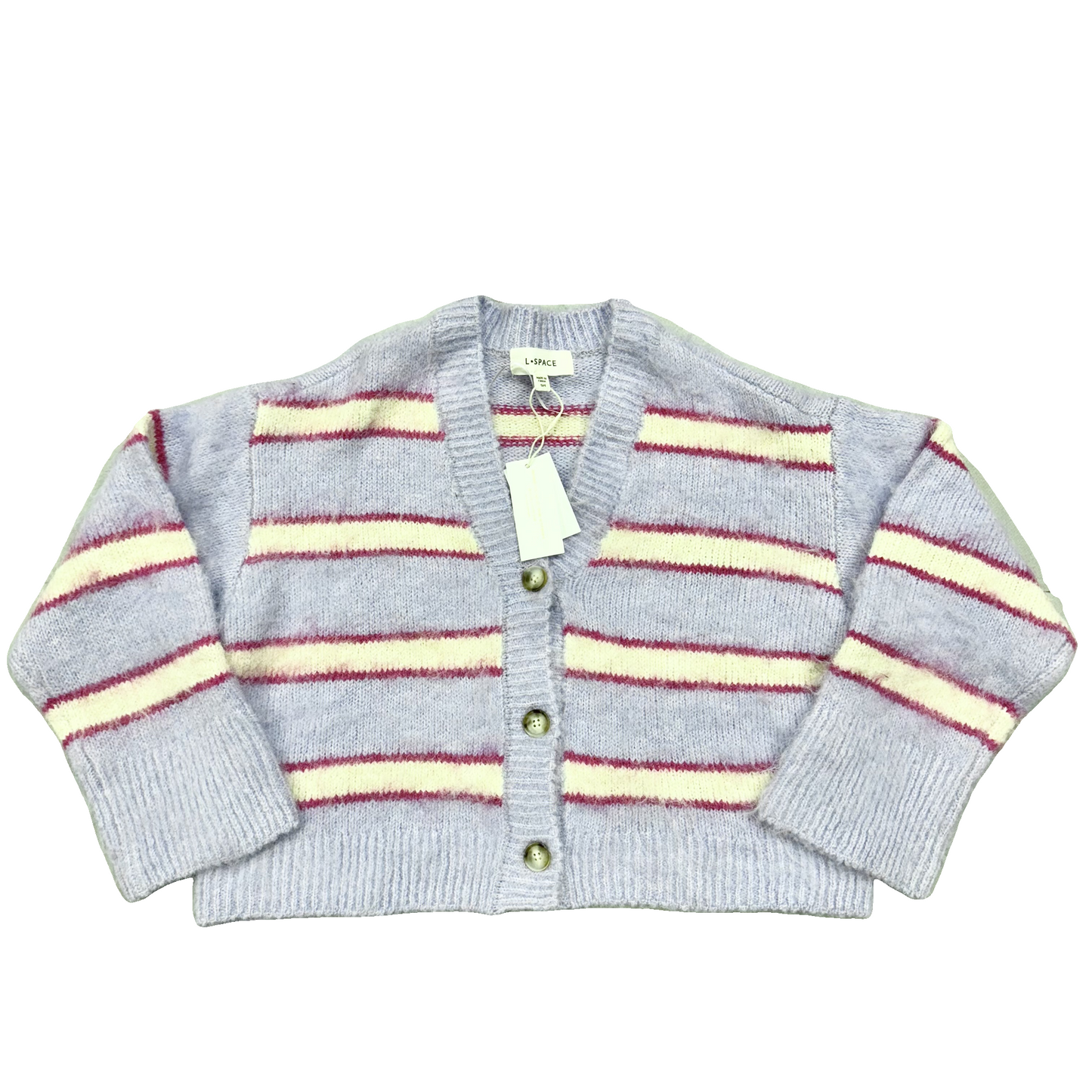 Sweater Cardigan By L Space In Striped Pattern, Size: S