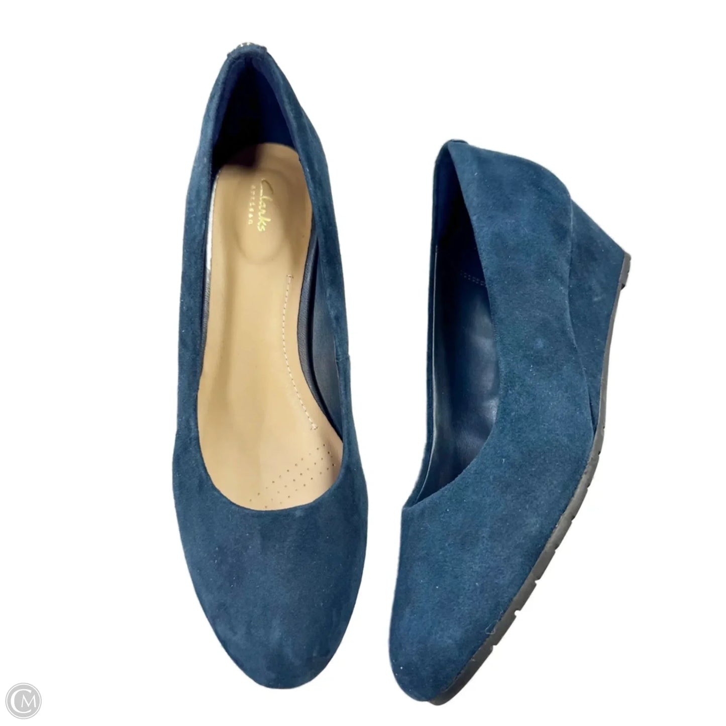Shoes Heels Wedge By Clarks In Navy, Size: 7.5