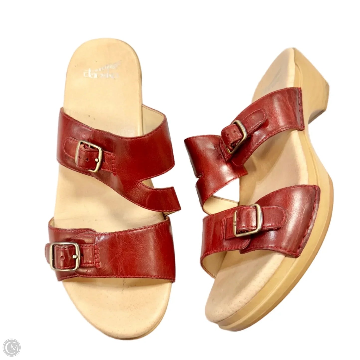 Sandals Heels Block By Dansko In Maroon, Size: 7.5