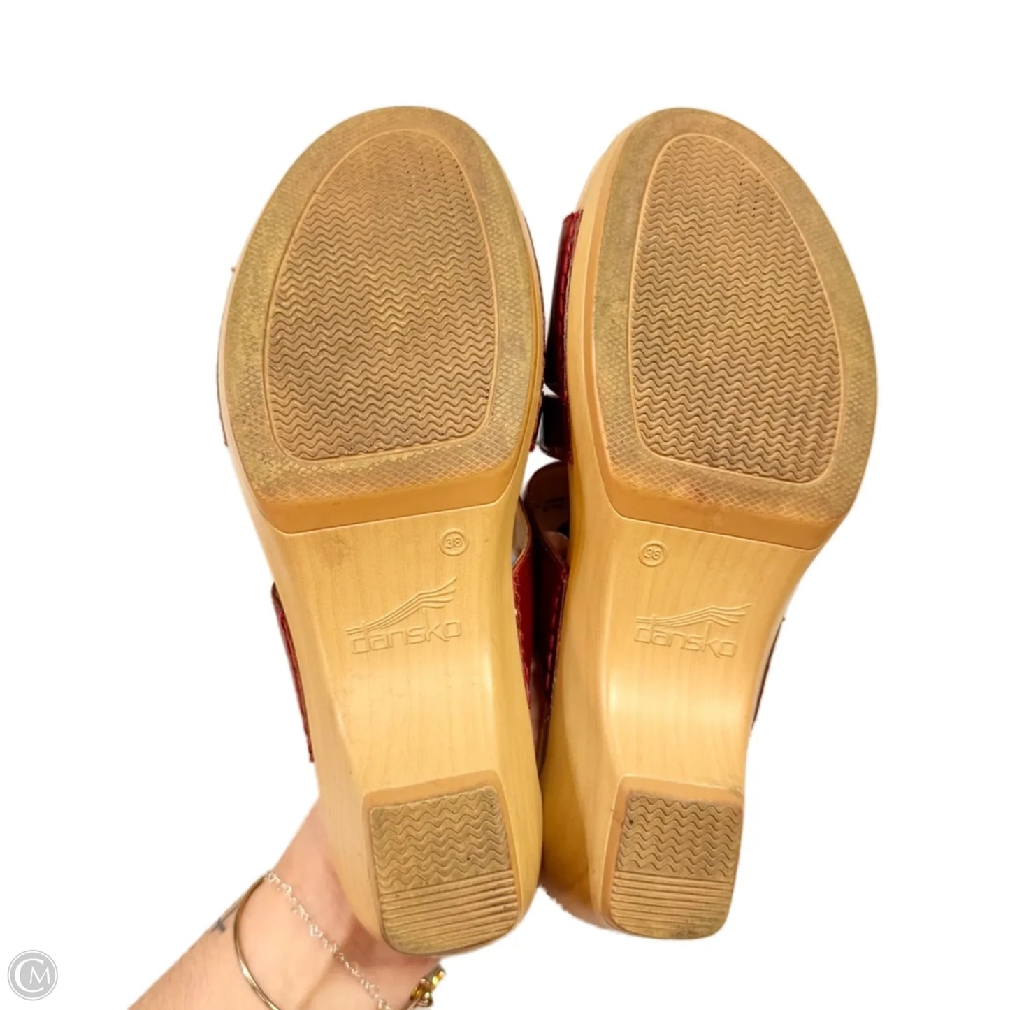 Sandals Heels Block By Dansko In Maroon, Size: 7.5