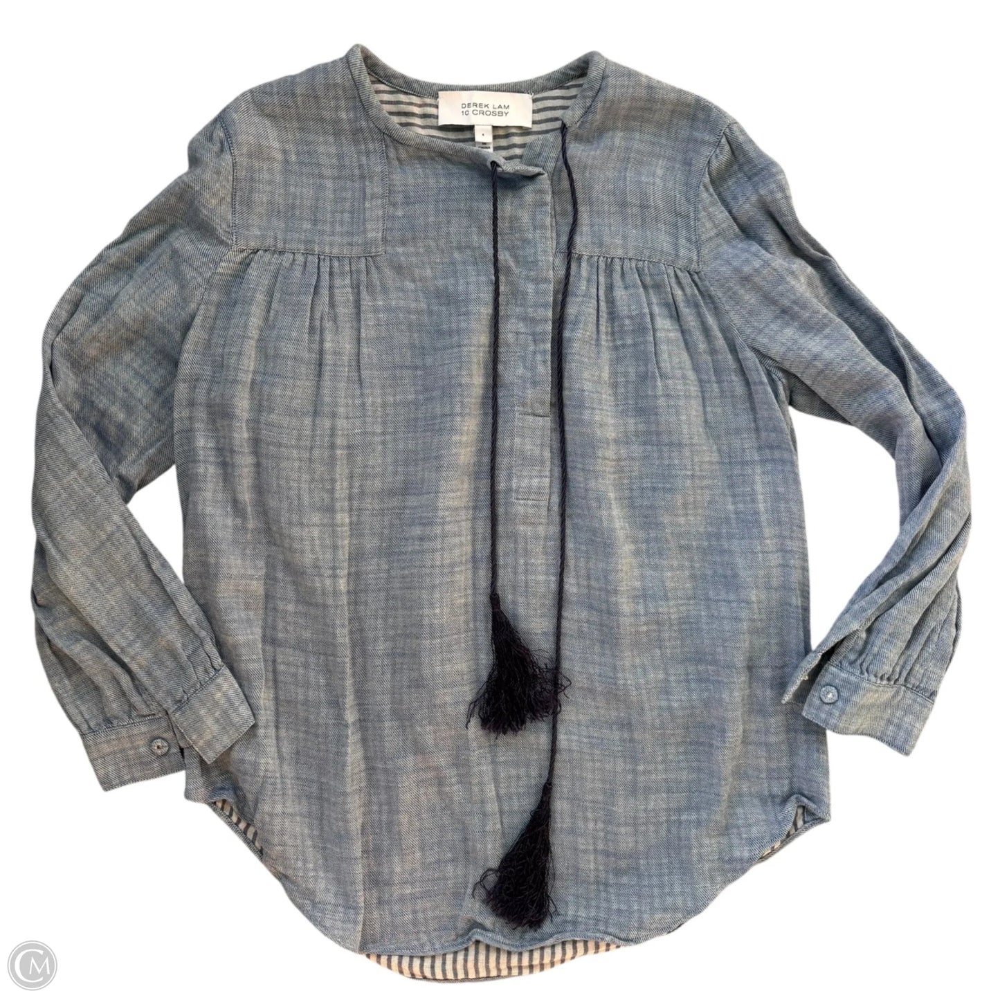 Top Long Sleeve Designer By Derek Lam In Blue, Size: S