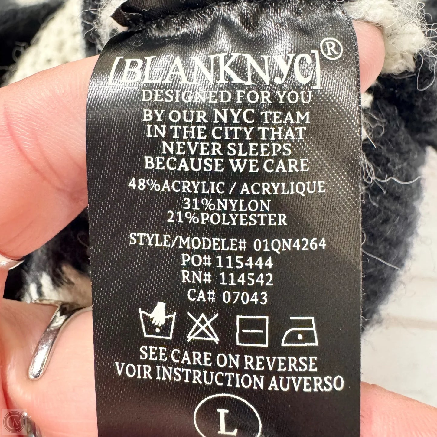 Sweater By Blanknyc In Black & White, Size: L