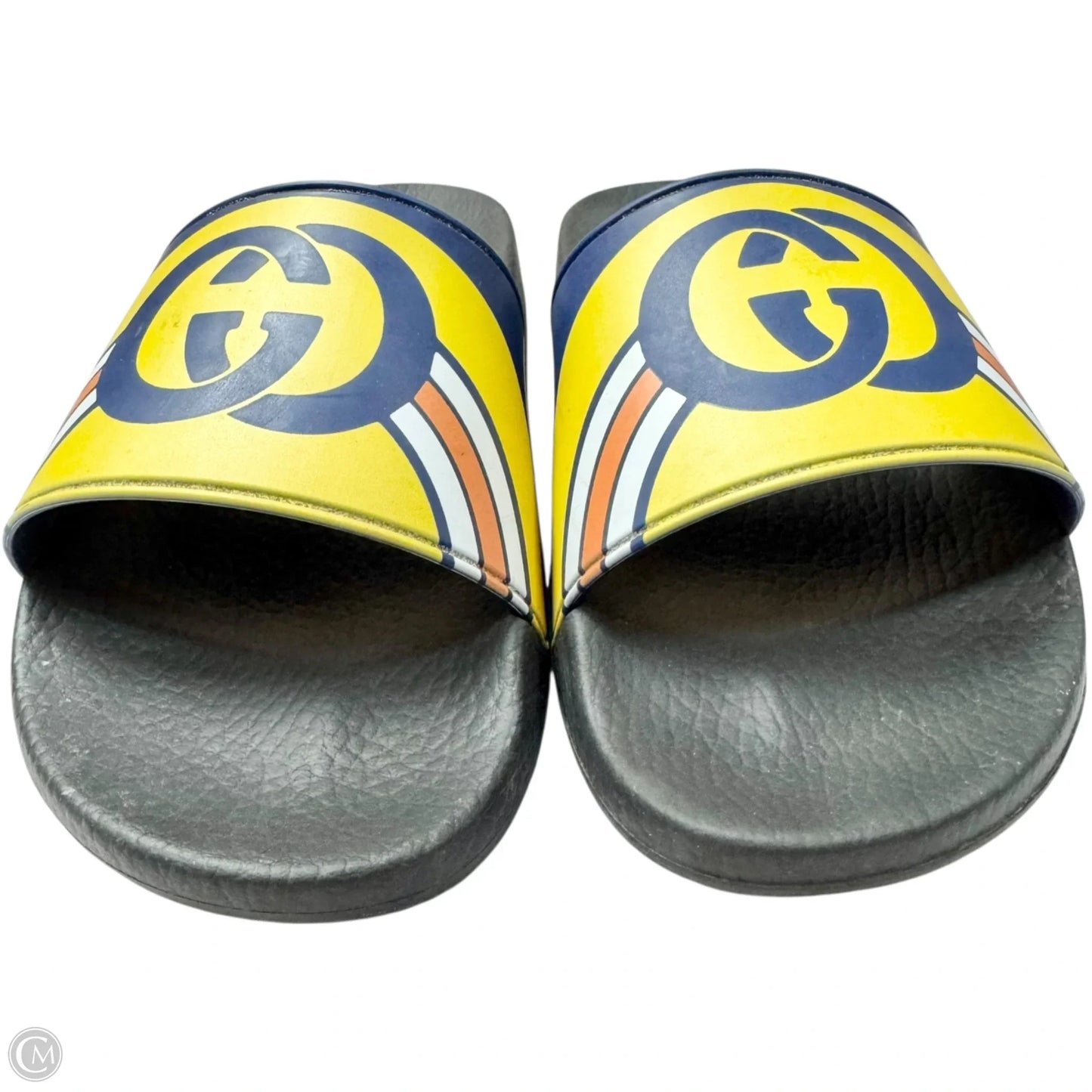 Sandals Luxury Designer By Gucci In Blue & Yellow, Size: 9