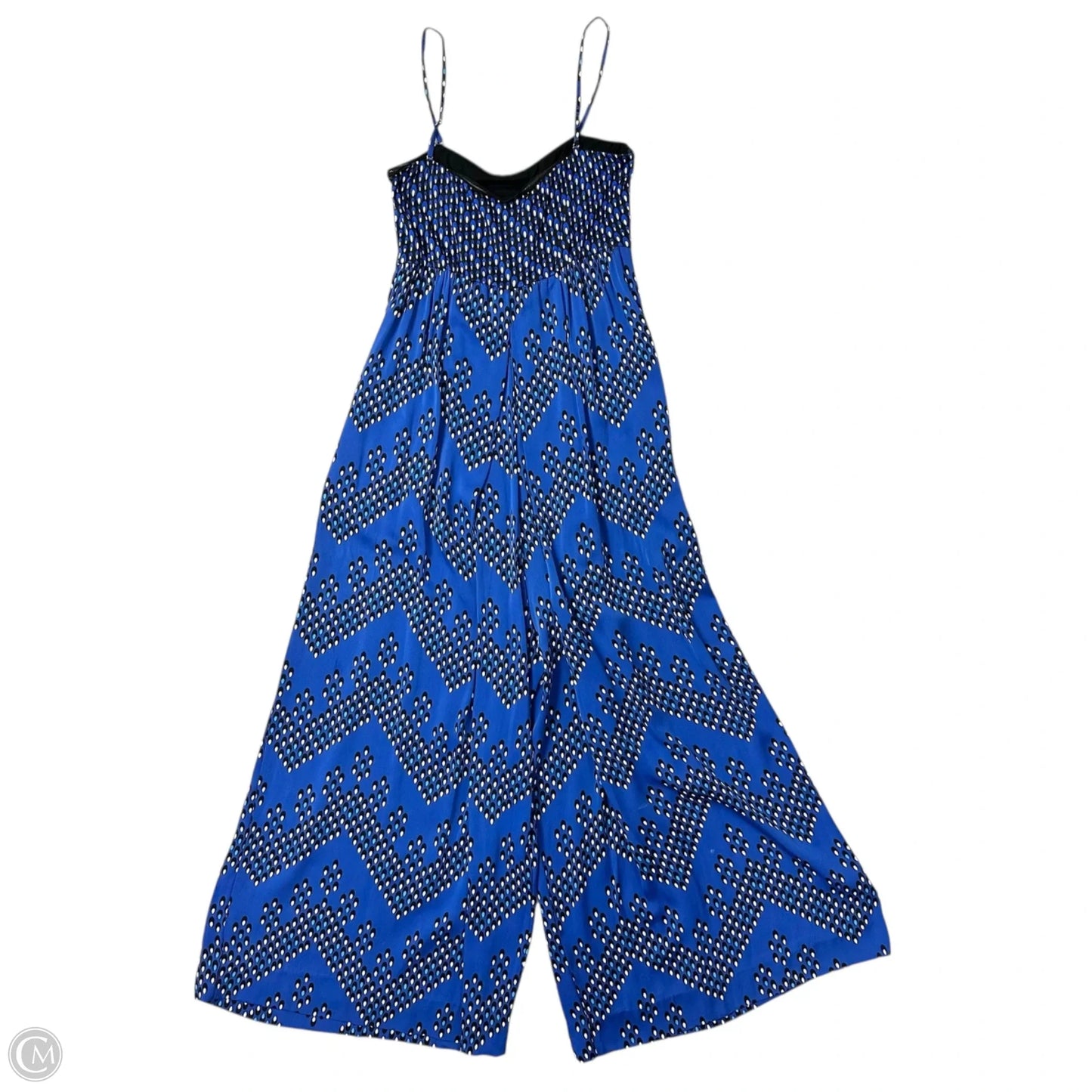 Jumpsuit Designer By Diane Von Furstenberg In Black & Blue, Size: M
