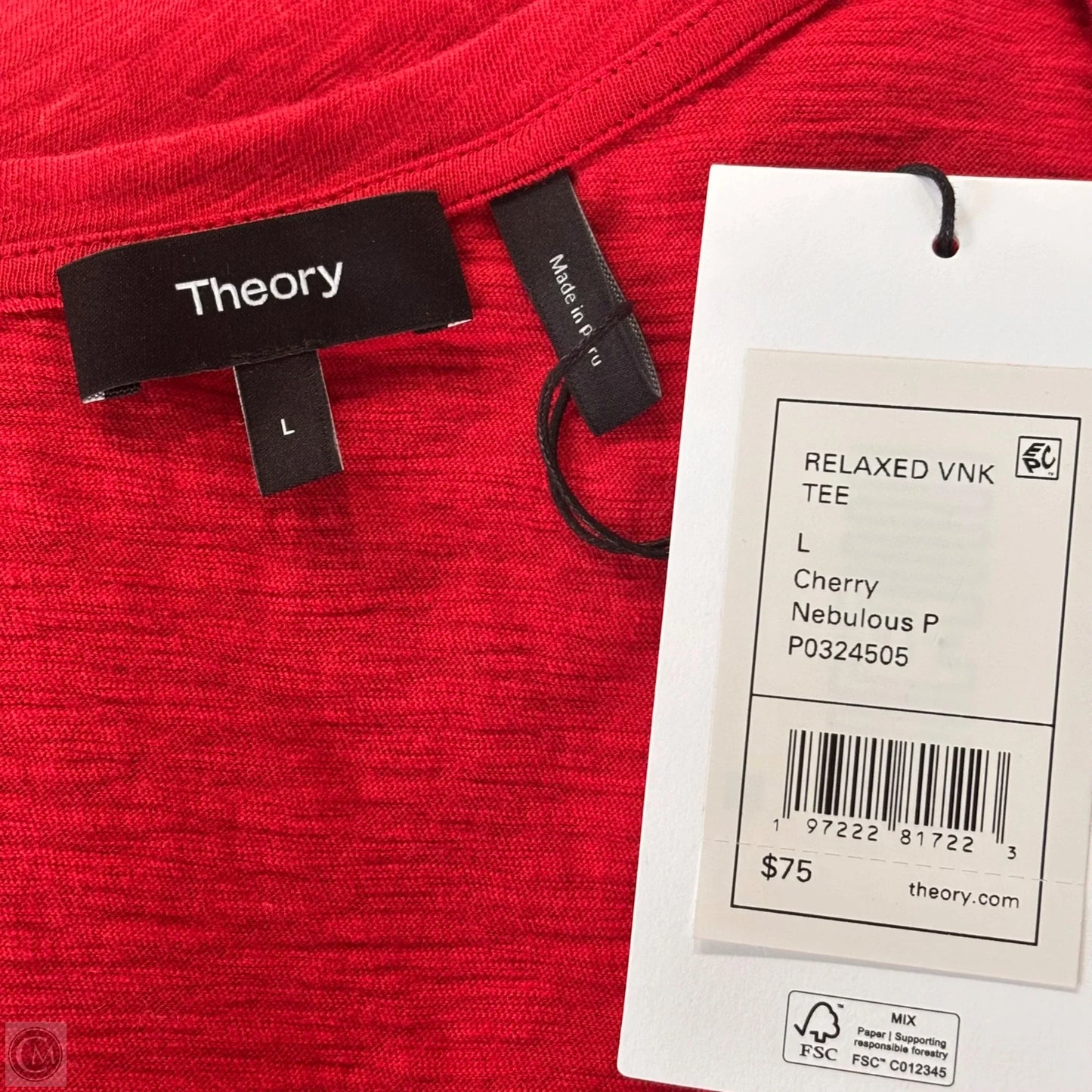 Top Short Sleeve Basic By Theory In Red, Size: L