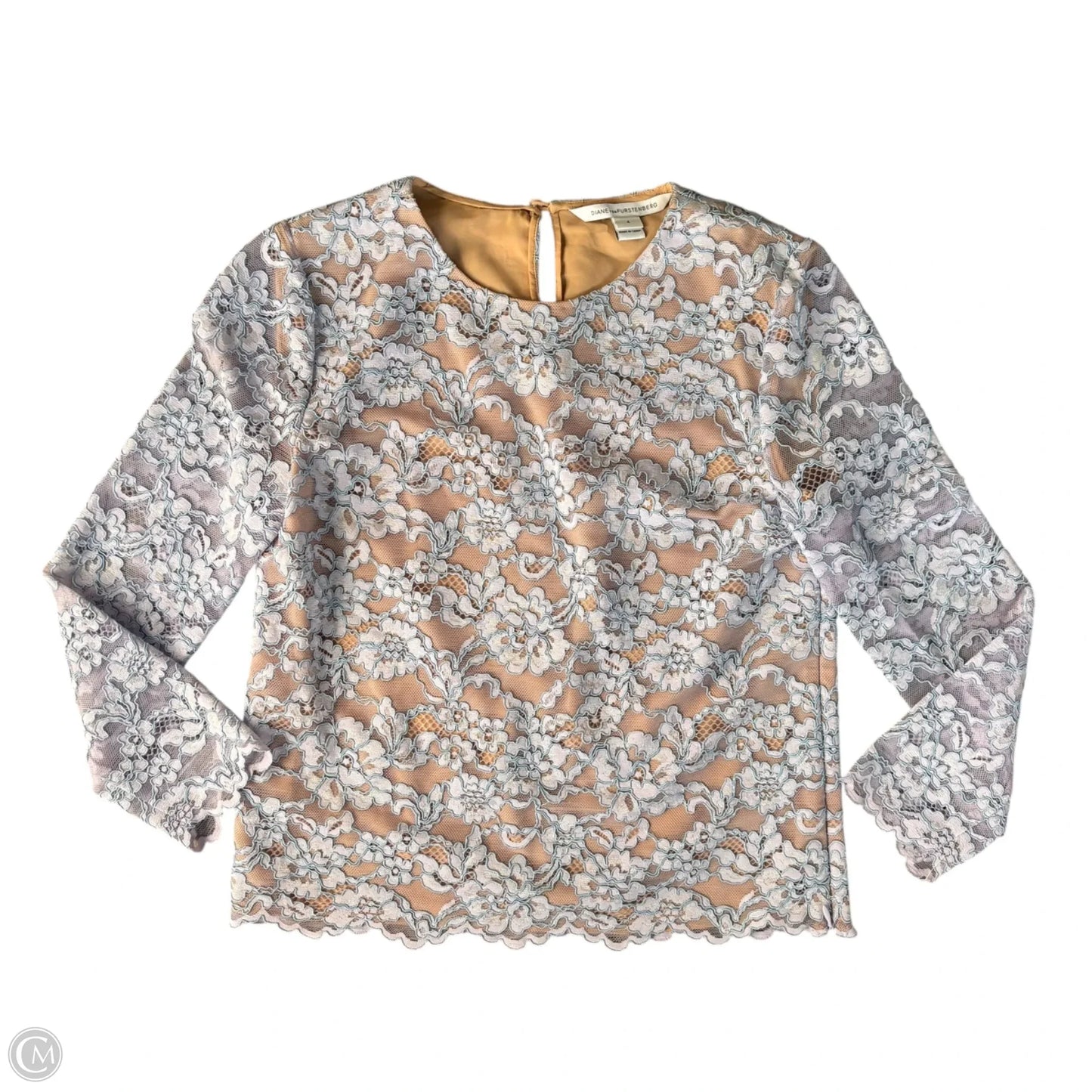 Top Long Sleeve Designer By Diane Von Furstenberg In Blue & Purple, Size: S