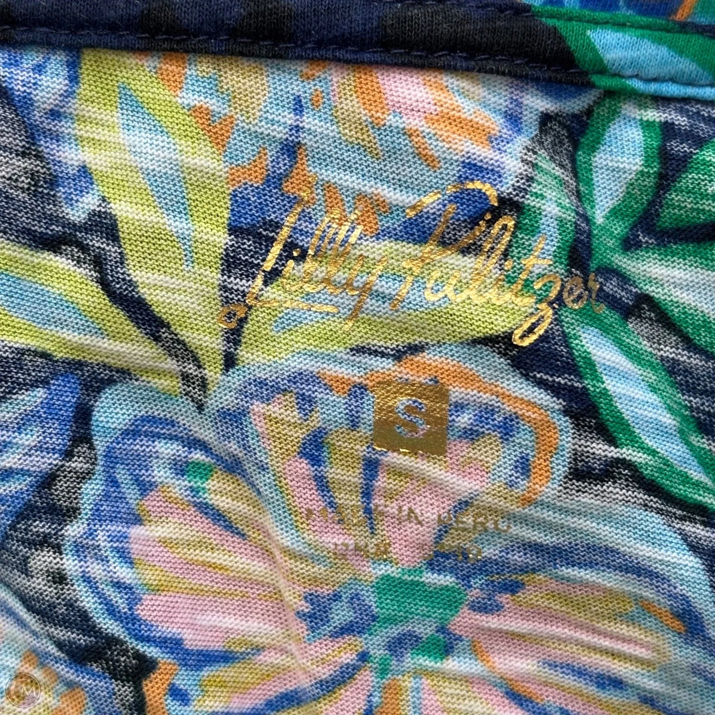 Top Short Sleeve Designer By Lilly Pulitzer In Navy, Size: S