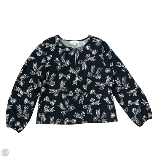 Top Long Sleeve By Loft In Black & White, Size: M