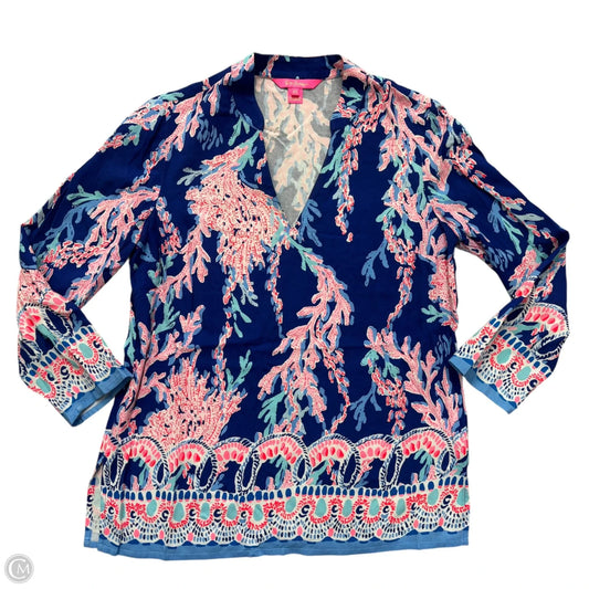 Top Long Sleeve Designer By Lilly Pulitzer In Blue & Pink, Size: Xs
