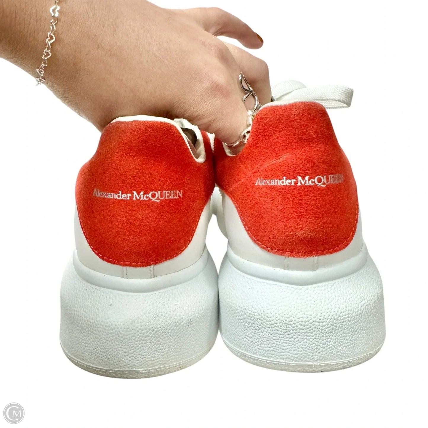 Shoes Luxury Designer By Alexander Mcqueen In Red & White, Size: 9.5