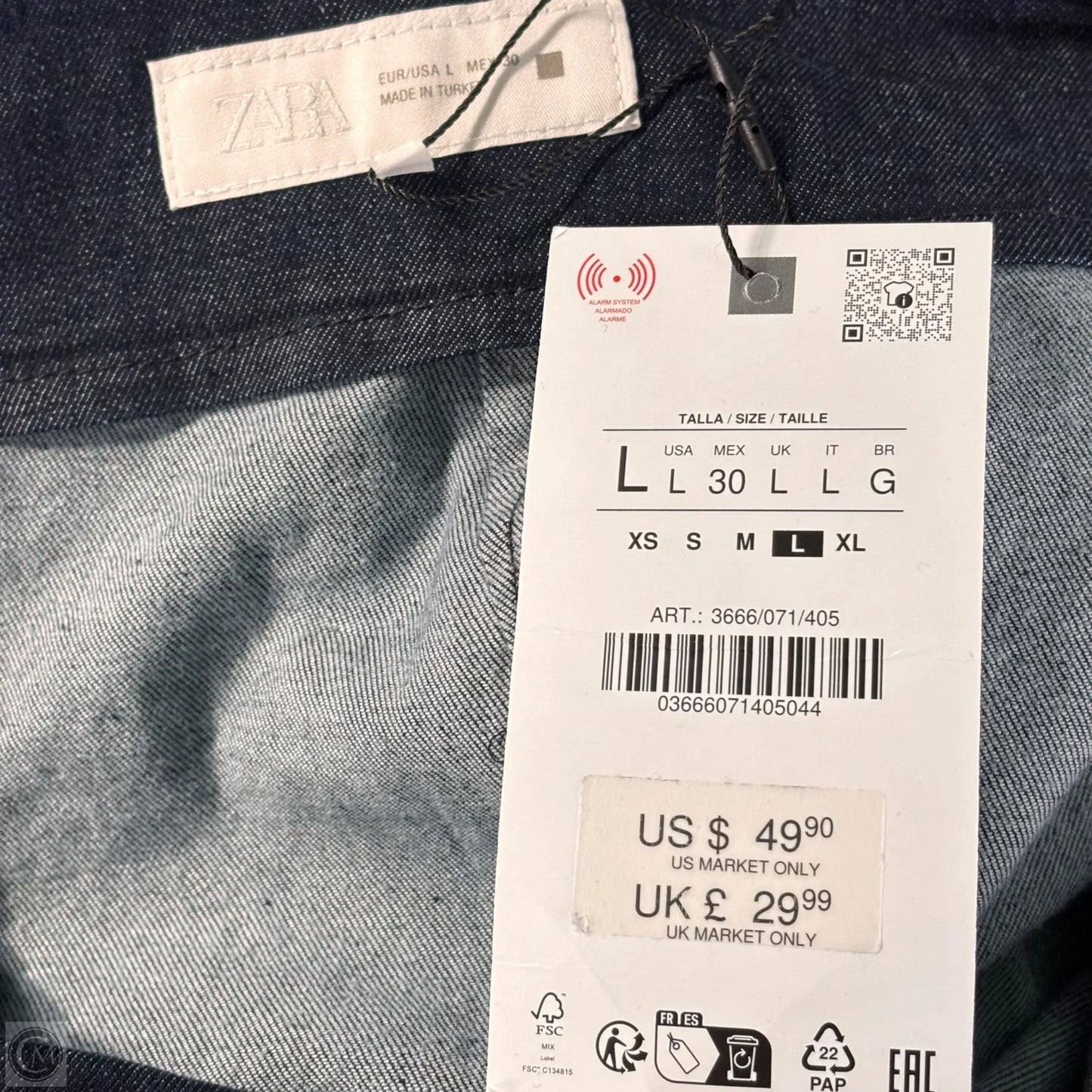 Pants Wide Leg By Zara In Blue Denim, Size: L